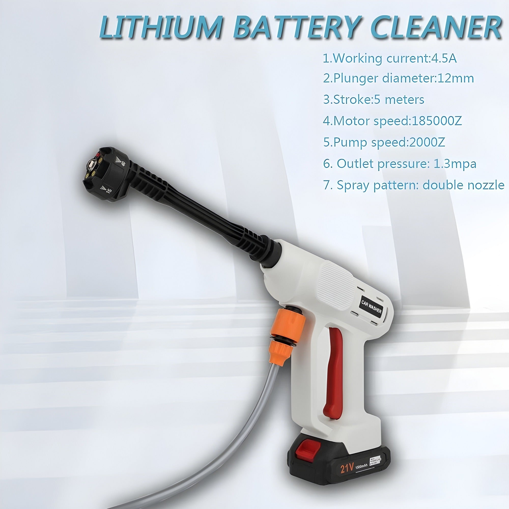 Cordless Electric Power Spray, 500 PSI High Pressure Car Washer Cleaner Tool - KJ-9902 Cordless Electric Power Spray, 500 PSI High Pressure Car Washer Cleaner Tool - KJ-9902